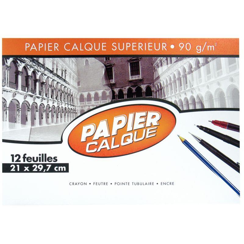 Pochette de 12 feuilles de papier calque 21x29,7cm 90g EXCELLENCE