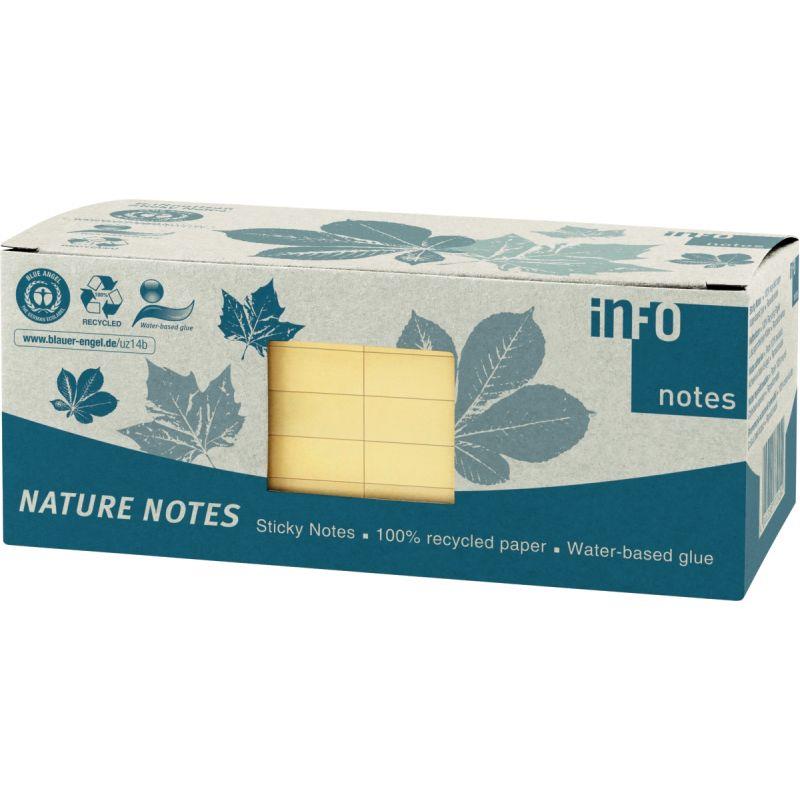 Paquet de 12 blocs de notes repositionnables de 100 feuilles recyclées 75 x 75 mm coloris jaune