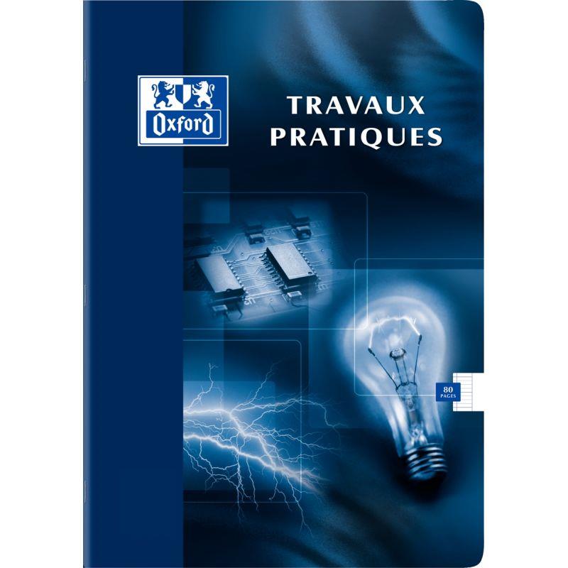 Cahier travaux pratiques OXFORD, piqûre 80 pages, format A4, seyès 90g / uni blanc 120g, couverture carte, coloris assortis