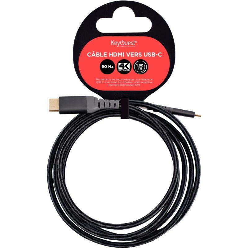 Cordon HDMI vers USB-C 1,8m gris