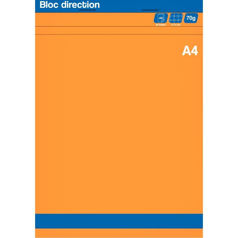 Bloc direction 80 feuilles LIKE, format A4, quadrillé 5x5, papier 70g