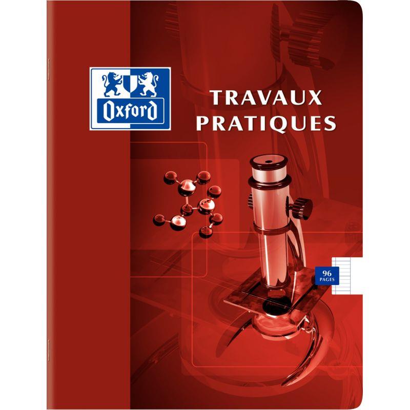 Cahier travaux pratiques OXFORD, piqûre 96 pages, format 17x22 cm, seyès 90g / uni blanc 120g, couverture carte, coloris assortis