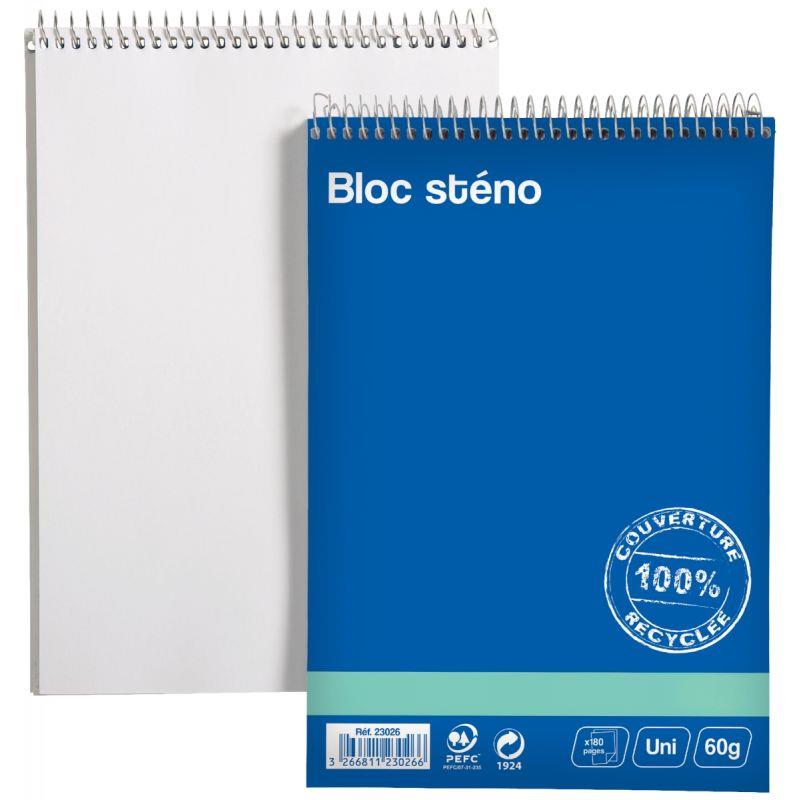 Bloc sténo à spirale LIKE 180 pages, format A5, papier blanc uni 60g