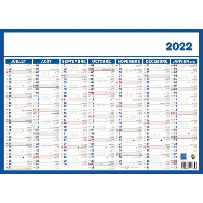 Calendrier semestriel 7 mois par face 19x26,5cm souple