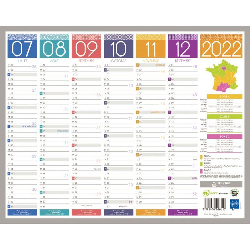 Calendrier semestriel 6 mois par face Tendance 21x26,5cm