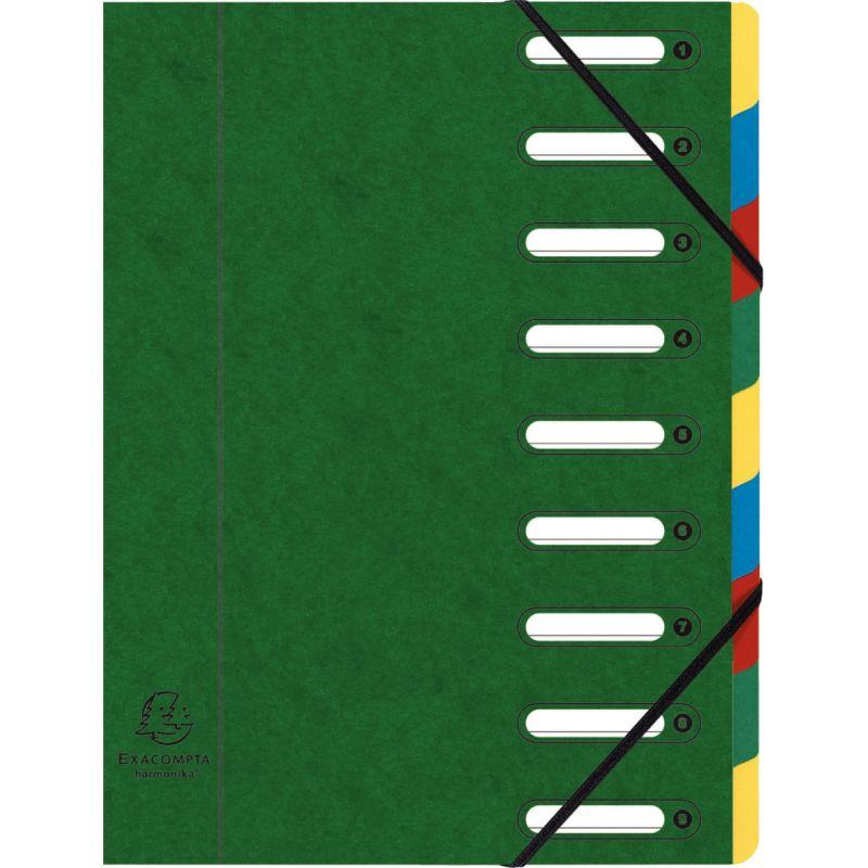 Trieur en carte lustrée avec élastiques 9 compartiments, fenêtres découpées