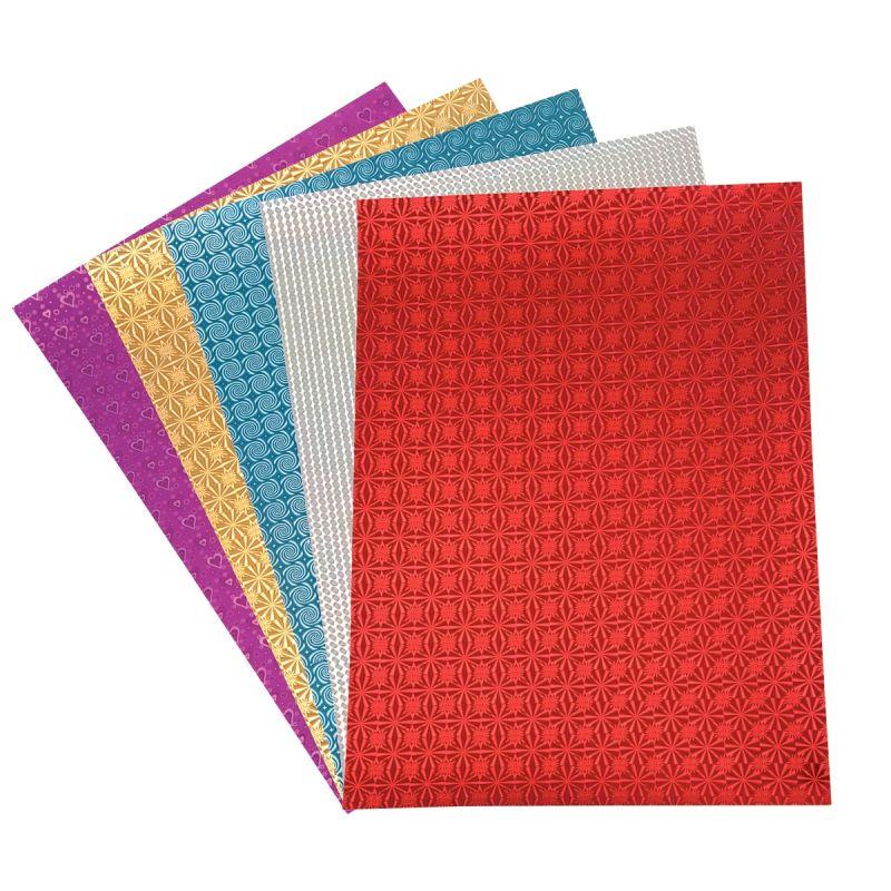 Pochette de 10 feuilles carton holographique  35 x 50 cm coloris assortis