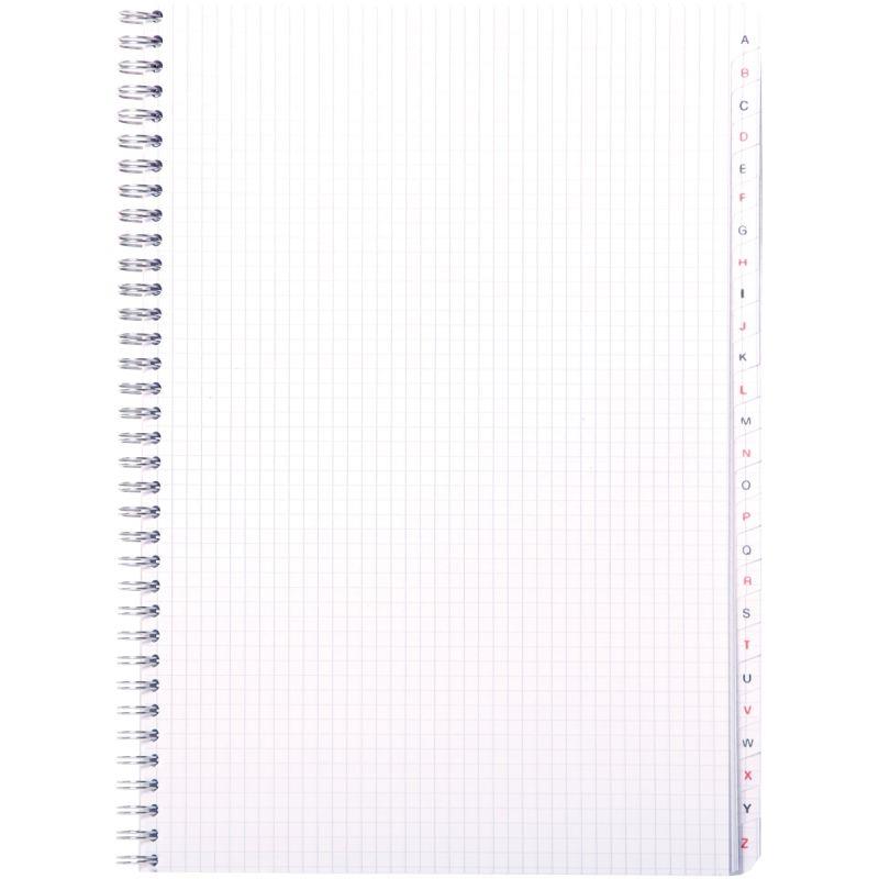 Répertoire à reliure intégrale 180 pages, format A4, quadrillé 5x5, papier 70g