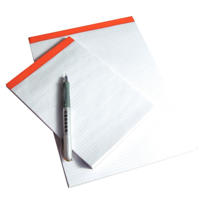 Bloc de bureau sans couverture format A5, quadrillé 5x5, papier 60g