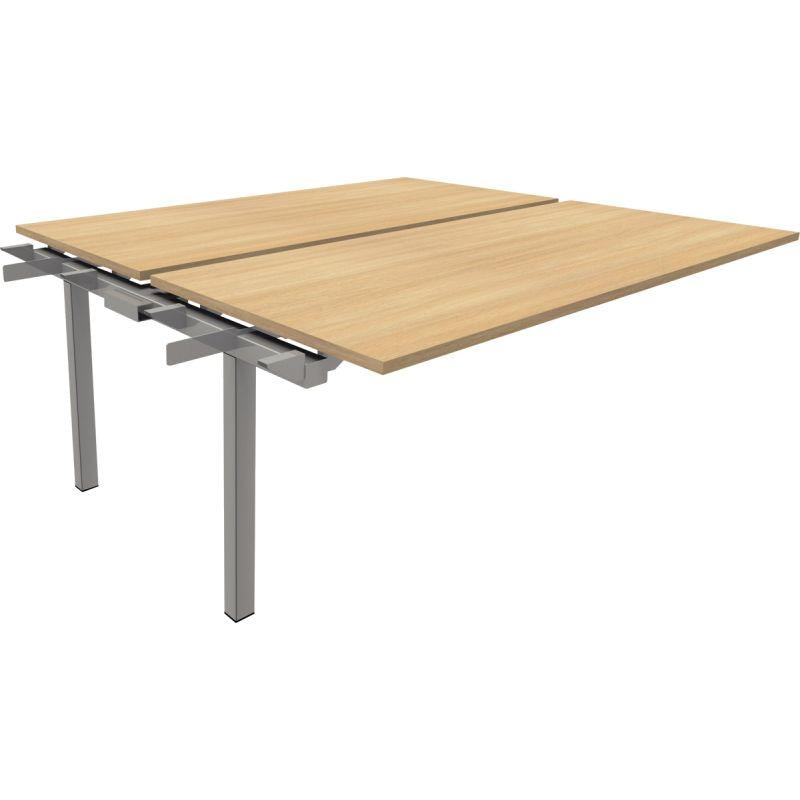 Table de bureau sur structure partagée plateaux fixes P80xL140cm 2 pieds  plateau blanc/piètement blanc