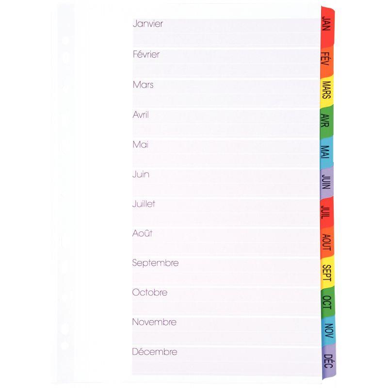 Intercalaires touches janvier à décembre