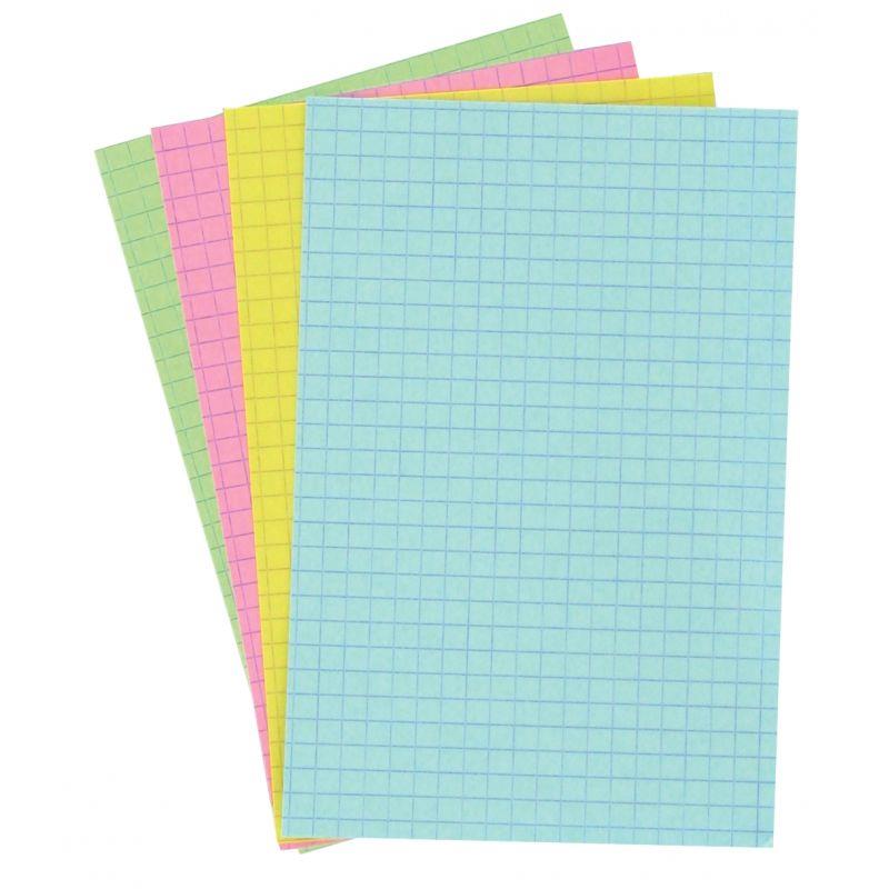Etui de 100 fiches bristol perforées carte forte 210 g couleurs assorties  quadrillé 5x5 format 10 x
